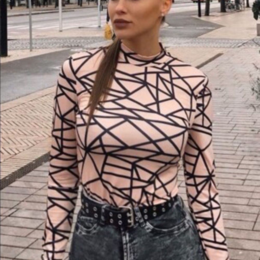 Mock neck slim tee top